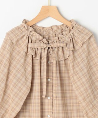 組曲 S ライトトロピカルロールネック ブラウス ベージュ系3