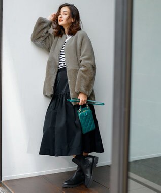 23区 L 【洗える】BUGIS シングルジャージー ボーダー カットソー ホワイト×ブラックボーダー