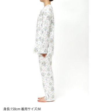 WACOAL ワコール_リラックス＆スリープ パジャマ 綿100%(本体) あったか 長袖 長ズボン ミントン レディース NDW456 /ワコール ホワイト