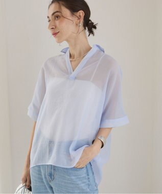 WEGO 【ANGIE VINTAGE】スキッパーシアーシャツ サックス