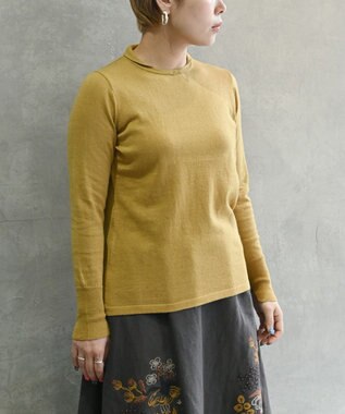 muuc 〈洗えるニット〉〈肌に優しいニット〉〈コットン＆カシミヤ〉〈通年着られるニット〉14Gハイゲージニットプルオーバー イエロー