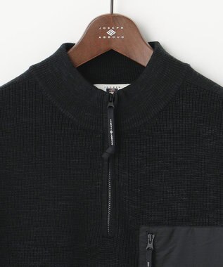 JOSEPH ABBOUD MOUNTAIN 【UNISEX】日本素材 ハーフZIPウールニット ブラック系