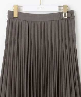 ANY SIS 【UVカット・アンチピリング・洗える】ウーステッドエステル  プリーツスカート モカグレー