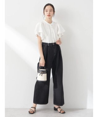 earth music&ecology レースラッフルブラウス Off White