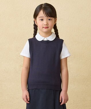 MIKI HOUSE HOT BISCUITS 【90-140cm】綿ニットクルーネックベスト(女の子用)