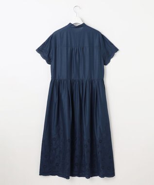 自由区 【カタログ掲載・接触冷感・洗える】エンブロイダリーローンシャツ ワンピース コバルトブルー