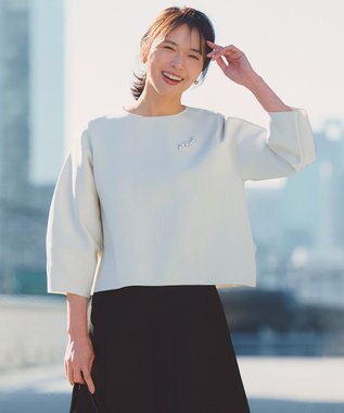 UNFILO L BEAUTY FORM KNIT フレアスカート セットアップ グレージュ×ブラック