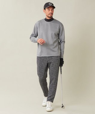 23区GOLF 【23Fondation/MEN】【吸水速乾・UVケア】バイカラー 長袖モックネックシャツ ライトグレー系