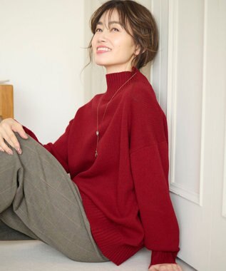 ANY ラムウールバックテイルニット レッド系