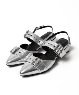 WEGO ハトメベルトポインテッドシューズ シルバー