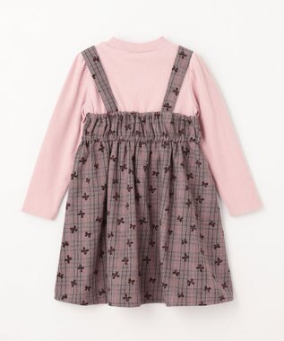 ANY KIDS チェック柄 ドッキング ワンピース ピンク