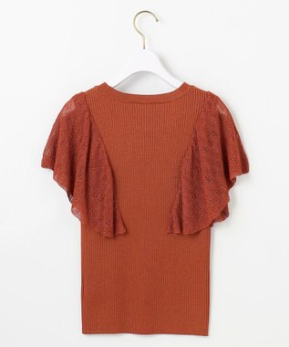 ANY SIS L 【洗える】レーシーフレアスリーブ ニット テラコッタ