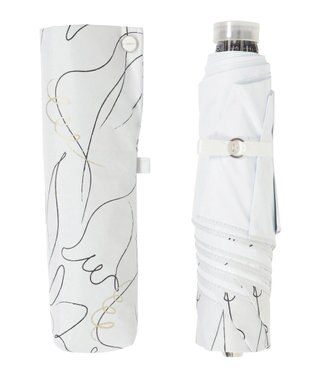 MOONBAT 【晴雨兼用/ 一級遮光/UV99％】フワクール (Fuwacool) 折りたたみ日傘 フワクールホワイト ラインフラワー 軽量 ホワイト