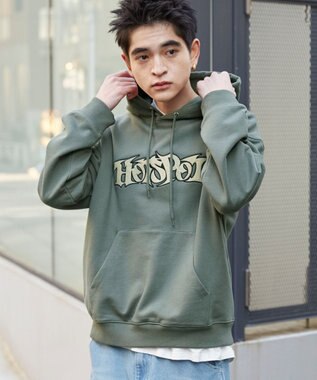 WEGO 【ユニセックス着用ITEM】ワッペンロゴパーカー カーキ