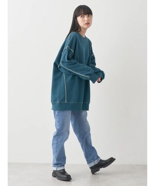 earth music&ecology 配色ルーズスウェット Green