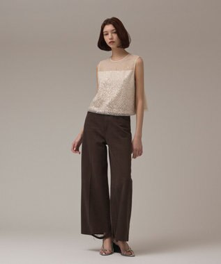 GRACE CONTINENTAL ビーズ刺繍トップ ベージュ