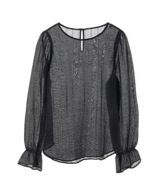 earth music&ecology キャンディースリーブシアーブラウス Black