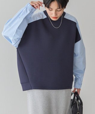 AMERICAN HOLIC 異素材コクーンポンチプルオーバー Navy