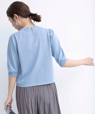 組曲 【UVケア・接触冷感】MINA 6分袖ニットプルオーバー サックス系