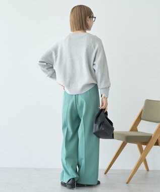 AMERICAN HOLIC ソフトコットンスウェットライクニットトップス 杢グレー