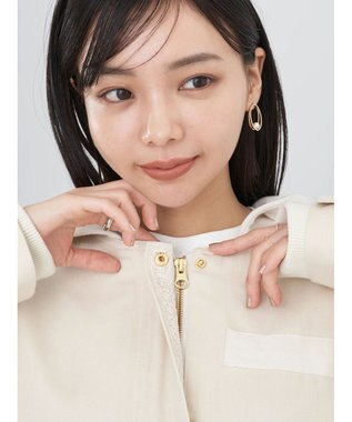 earth music&ecology パーカー付きミリタリーブルゾン Ecru