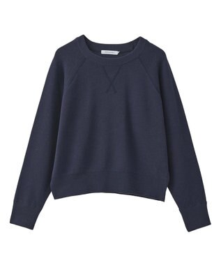 AMERICAN HOLIC ソフトコットンスウェットライクニットトップス ダークネイビー