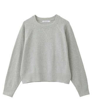 AMERICAN HOLIC ソフトコットンスウェットライクニットトップス 杢グレー