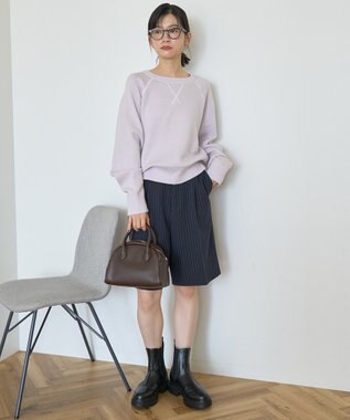 AMERICAN HOLIC ソフトコットンスウェットライクニットトップス ラベンダー