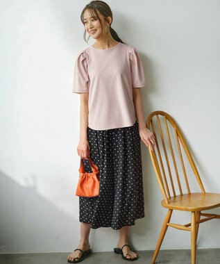 組曲 L 【WEB限定】ドットプリントデシン フリルパンツ ブラック×オフ系5