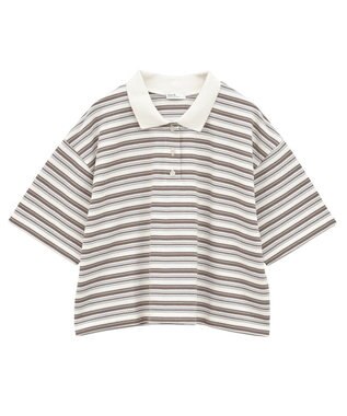 earth music&ecology レトロボーダーポロシャツ Border Blue