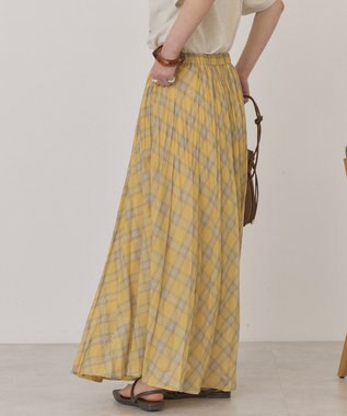AMERICAN HOLIC 【選べる丈】チェックシアープリーツスカート Yellow