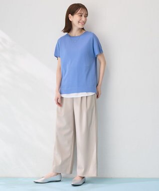 ANY 【接触冷感/UVカット/抗菌防臭/手洗い可/アンチピリング】ファンクションフレンチスリーブニット ブルー