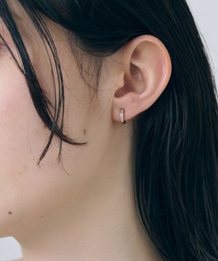 Phoebe 【金属アレルギー対応】ワンタッチビジューフープミニピアス(片耳)/サージカルステンレス ローズゴールド ローズゴールド