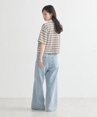 earth music&ecology レトロボーダーポロシャツ Border Blue