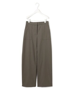 ICB 【洗える】ストレッチピーチツイル バレルパンツ カーキ系