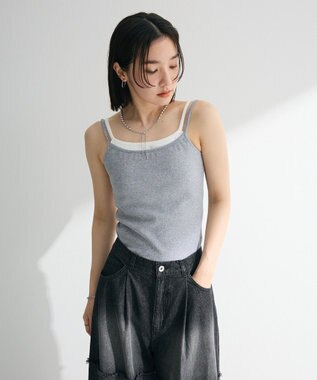 Green Parks ・Ｐｅｔｉｔ　Ｆｌｅｕｒ　レイヤードキャミ（カップ付 Gray Mixture