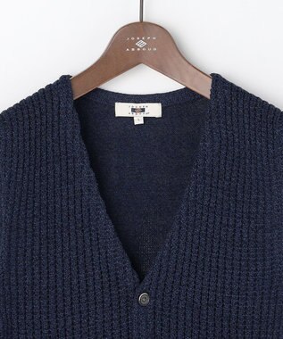 JOSEPH ABBOUD 【エコ素材和紙使用・日本素材】和紙杢メッシュクルーネック ニットジレ ネイビー系