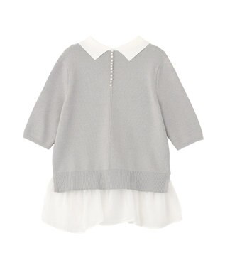 YECCA VECCA 2way襟付きフリルレイヤードニット Gray Mixture