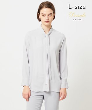 BEIGE， 【洗える・L-size】EVA / ボウタイロングスリーブブラウス Ice Blue