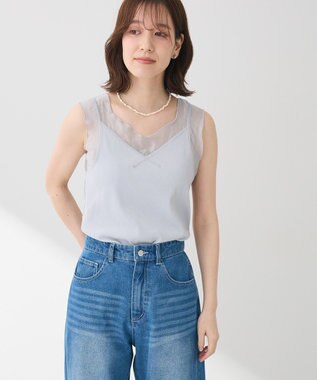 Green Parks ・ＳＵＧＡＲ　ＳＰＯＯＮ　シアー切替タンクトップ Light Gray
