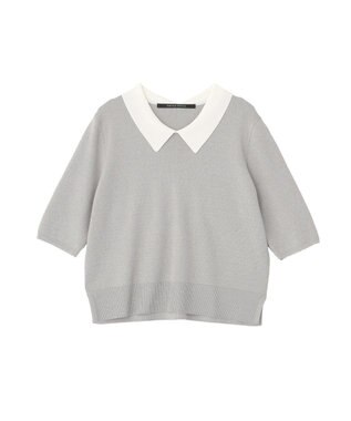 YECCA VECCA 2way襟付きフリルレイヤードニット Gray Mixture