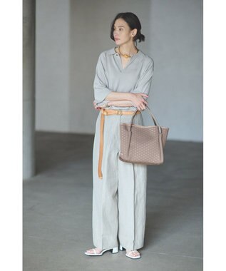 MIYABIYA LAQUOH【撥水加工】篭目柄エンボスボンディングトートS カフェオレ