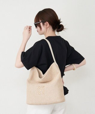 russet ナイロンラフィアワンショルダーバッグ(CE-1714) Ivory