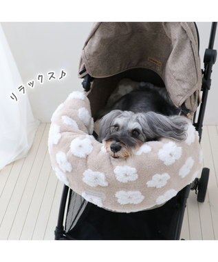 PET PARADISE ペットパラダイス 遠赤外線 ボアカート用クッション 《お花柄》 ベージュ