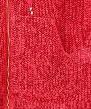 BEIGE， 【洗える】OPTICAL / ペーパーヤーンフーディージップニット Poppy Red