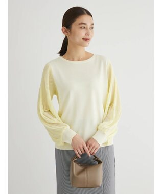 Green Parks プリーツ袖ニットプルオーバー Yellow