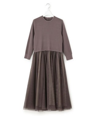 23区 【洗える】チュールコンビ ワンピース ブラウン系