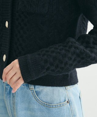 Green Parks ・ｓｗｉｎｇ　ｂｙ　ケーブルニットカーディガン Black