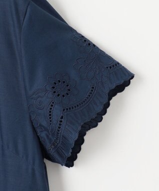 自由区 【カタログ掲載・接触冷感・洗える】エンブロイダリーローンシャツ ワンピース コバルトブルー
