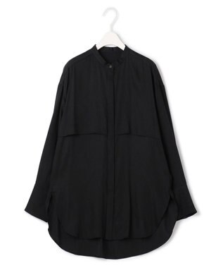 ICB 【WEB限定カラーあり・洗える】 シルキーサテン シャツブラウス ブラック系